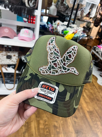 Camo Sequin Mallard Trucker Hat