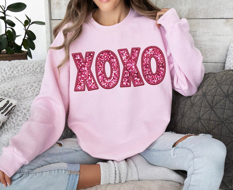 Faux Sequin Xoxo Sweatshirt