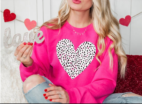 Distress Dalmatian Heart Sweatshirt