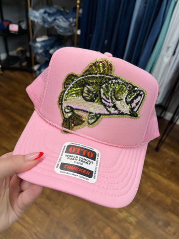 Pink Bass Trucker Hat