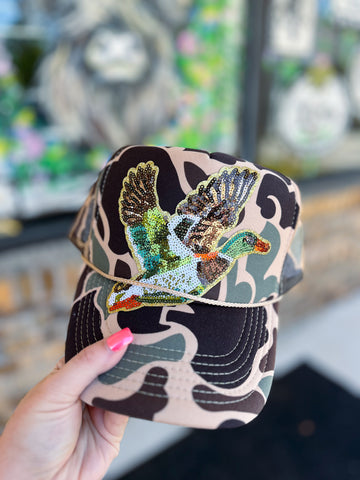 Sequin Mallard Camo Trucker Cap