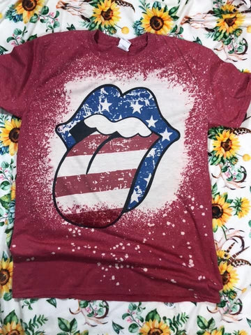 Patriotic Tongue Bleached Tee