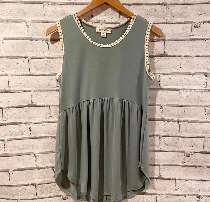 Sage Babydoll Tank