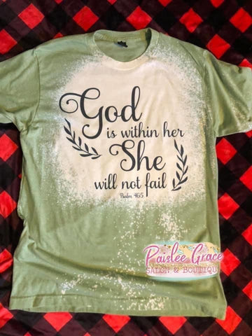 God Is Within Her Bleached Tee