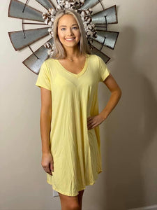 Lemon Swing V Neck Dress