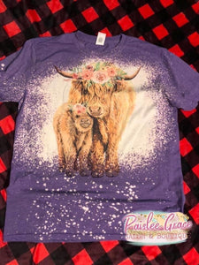 Floral Cow Bleached Tee