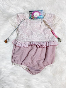 Dusty Rose Lace Romper