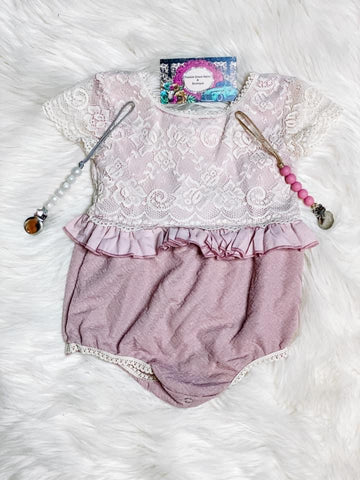 Dusty Rose Lace Romper