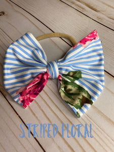 Striped Floral Bow