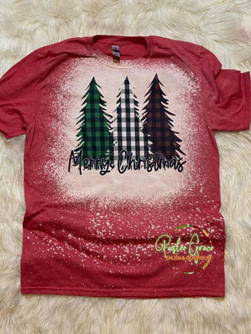 Buffalo Plaid Trees Bleached Tee