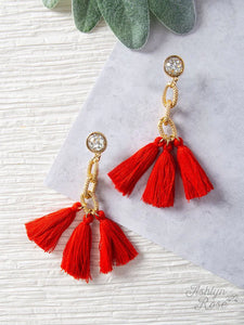 Red Tassel Chain Earrings