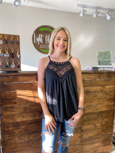 Black Crochet Lace Tank