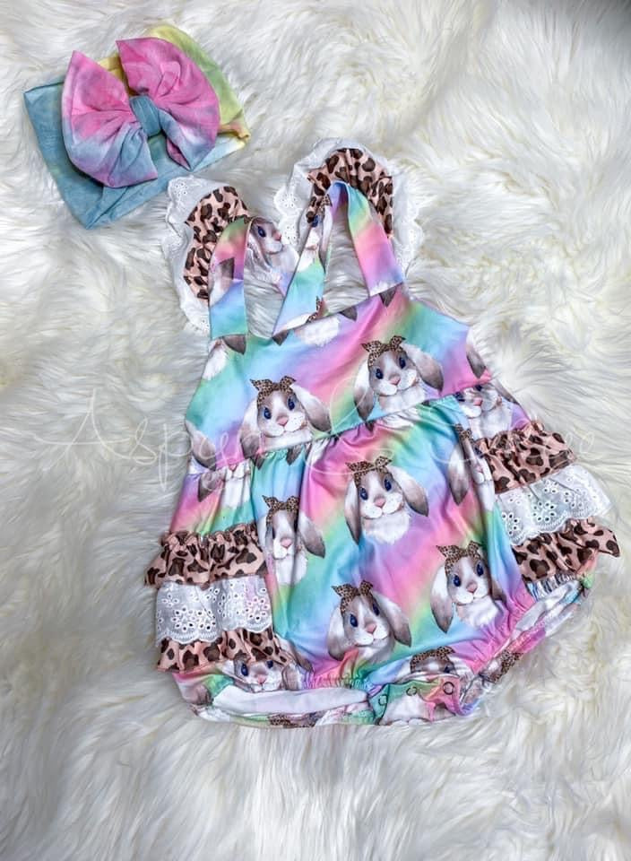 Tie Dye Bunny Romper