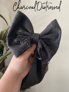 Charcoal Distressed Bow