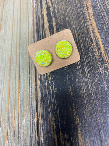 Neon Yellow Druzy Studs