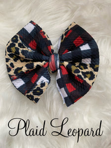 Plaid Leopard Bow