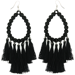 Black Glitz Tassel Earrings