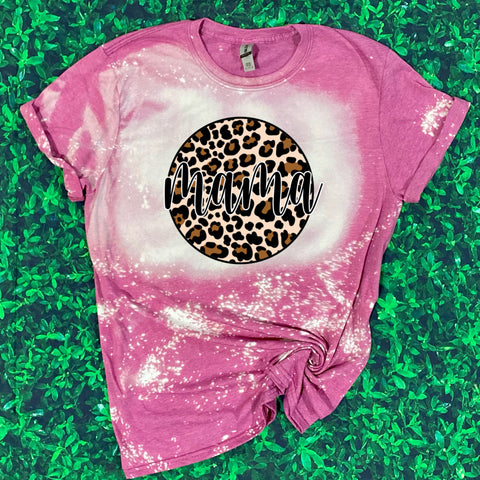 Leopard Circle Mama Bleached Tee