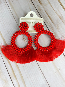 Red Tassel Earrings