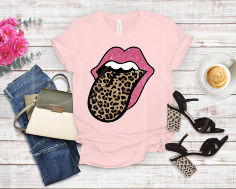 Pink Lips w/ Leopard Tongue Tee