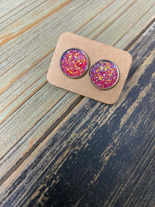 Hot Pink Druzy Studs