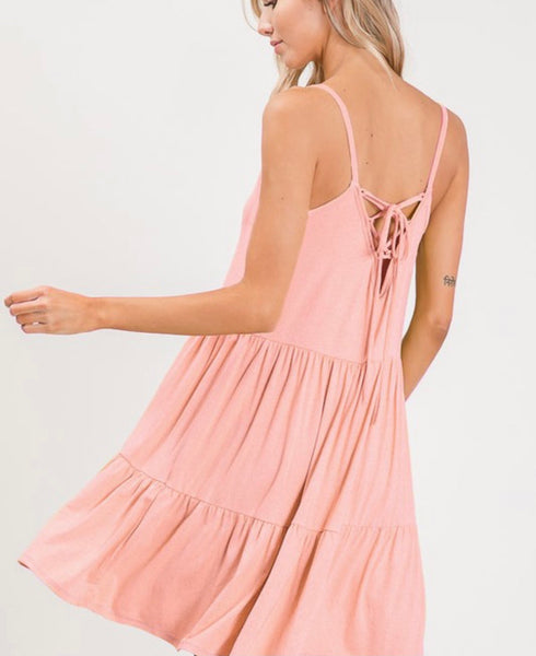 Blush Ruffle Dress w/ Tie Back