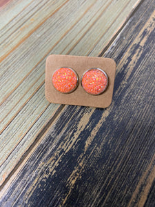 Peach Druzy Studs