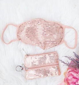 Pink Sequin Mask with Versi Bag