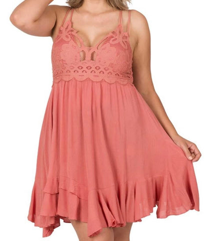 PLUS SIZE Dusty Rose Bralette Dress