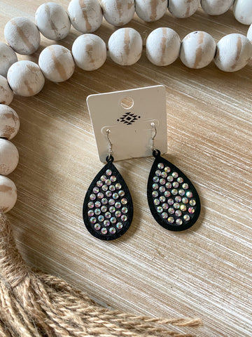 Black Sparkle Teardrop Earrings