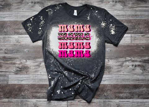 Hot Pink Leopard Mama Bleached Tee