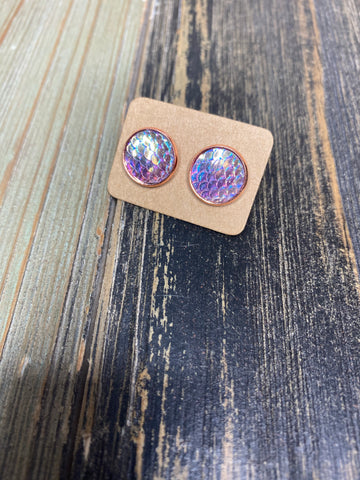 Crystal Purple Mermaid Studs