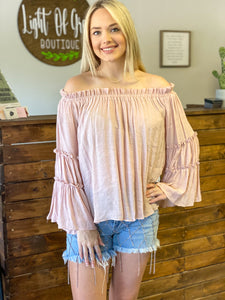 Blush Bell Sleeve Off Shoulder Top