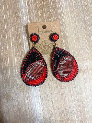 Red & Black Football Earrings