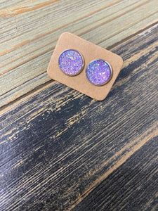 Lilac Druzy Studs