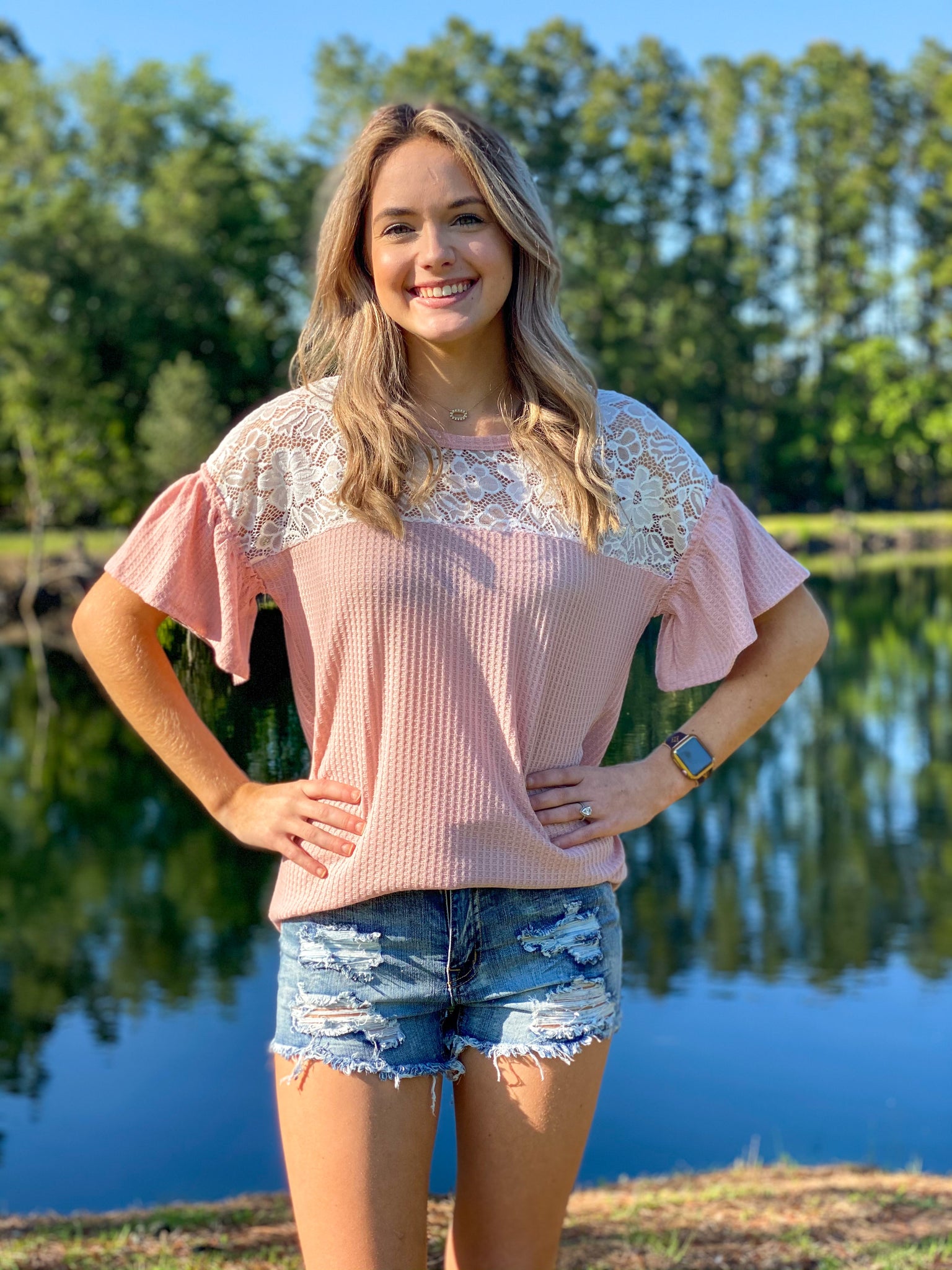 Blush Lace Ruffle Top