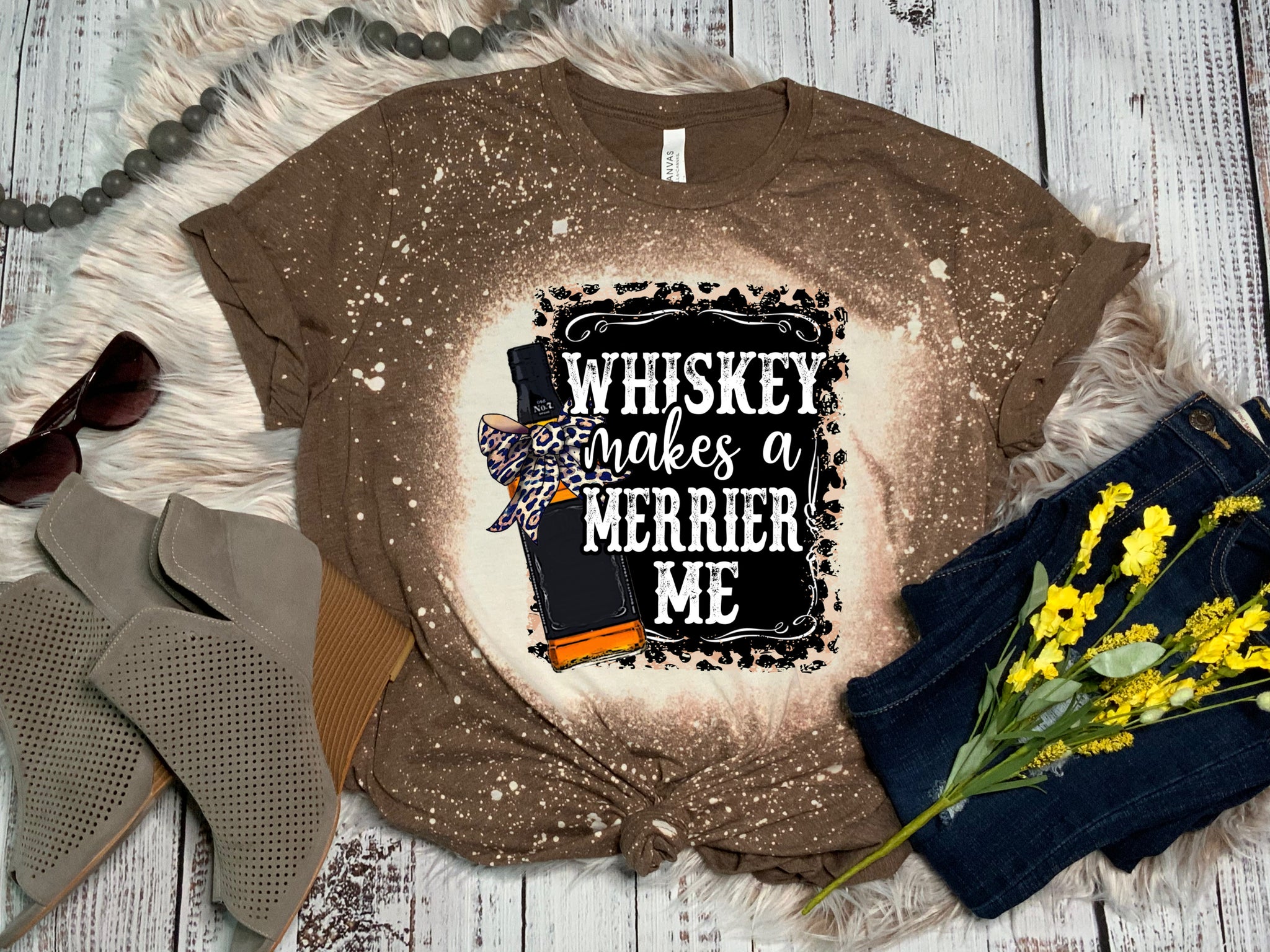 Whiskey Makes a Merrier Me Bleached Tee