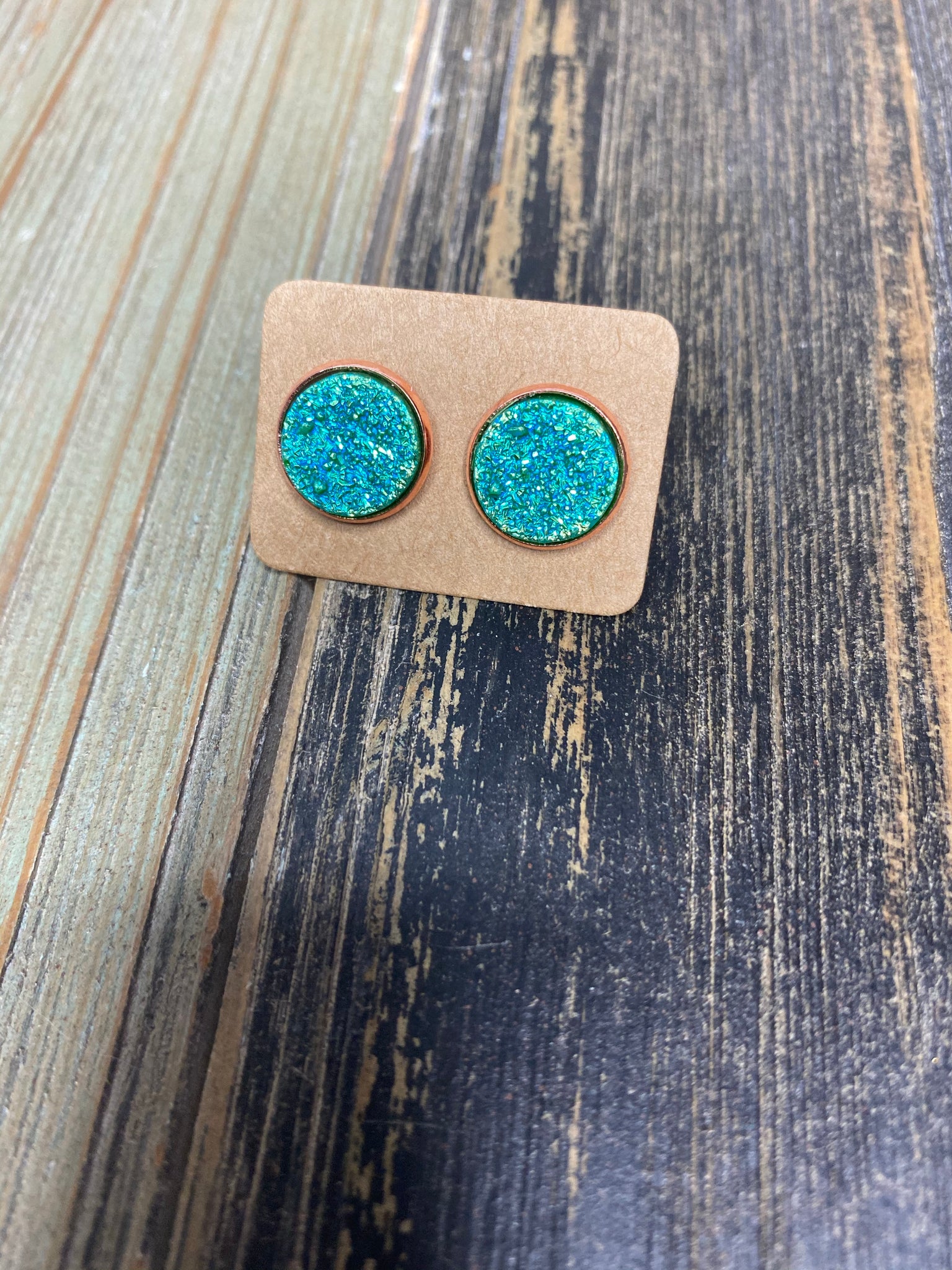 Aqua Green Druzy Studs