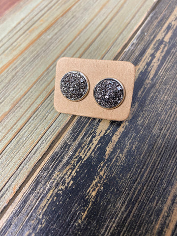 Charcoal Druzy Studs