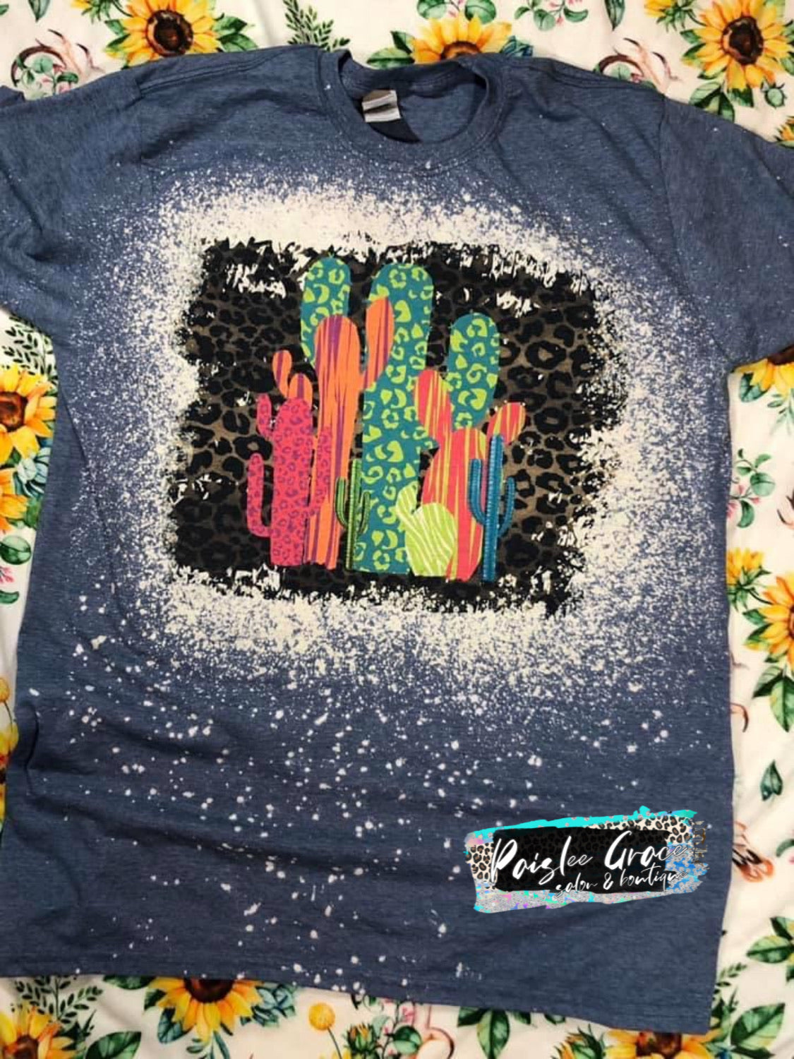 Colorful Cactus Bleached Tee