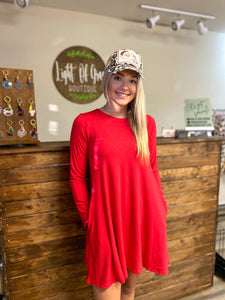 Red Long Sleeve Dress