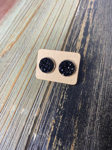 Black Druzy Studs