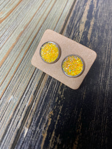 Yellow Druzy Studs