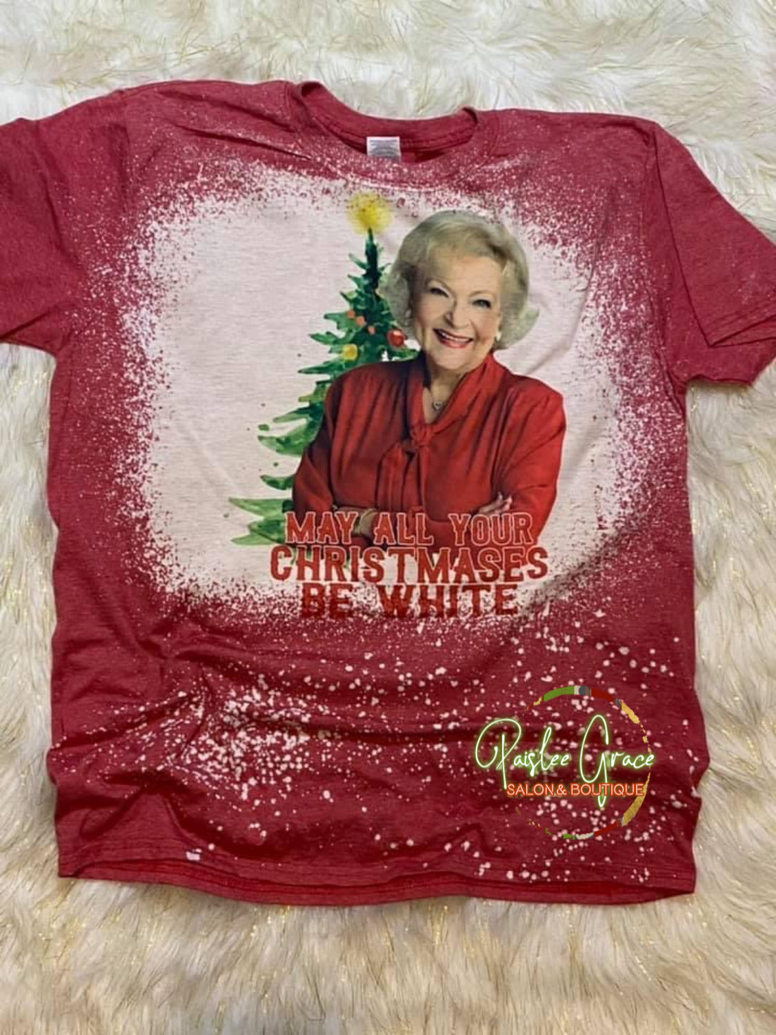 Betty White Christmas Bleached Tee