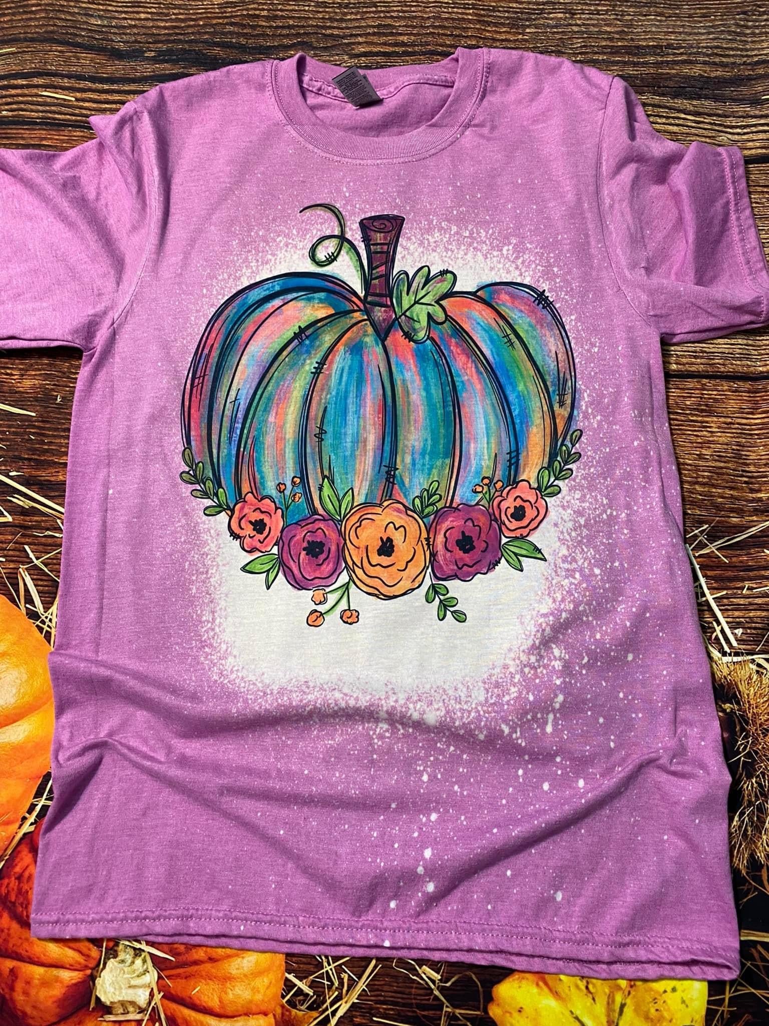 Watercolor Pumpkin Bleached Tee