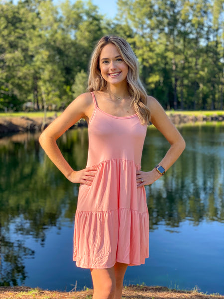 Blush Ruffle Dress w/ Tie Back