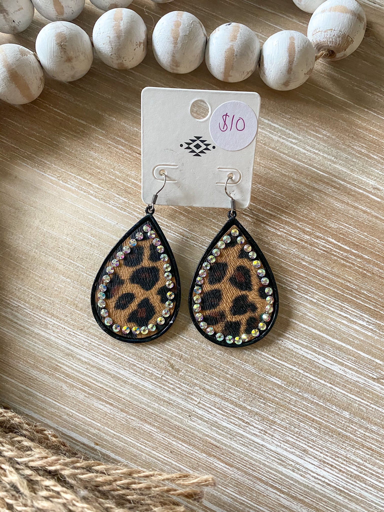 Black Sparkle Leopard Earrings