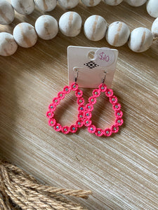 Neon Pink Scallop Earrings