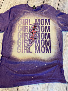 Purple Girl Mom Bleached Tee