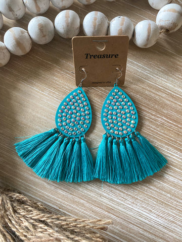 Turquoise Tassel Earrings